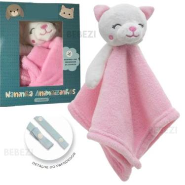 Imagem de Naninha Bebe Gatinha com Prendedor Chupeta Pelúcia Super Macia Safári 