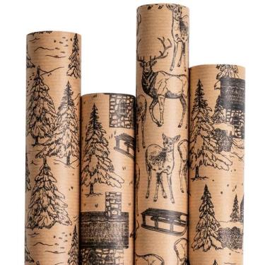 Imagem de Embrulho de presente RUSPEPA Christmas Sketch 4 rolos 76 cm x 3 m