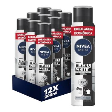 Imagem de Kit NIVEA MEN Desodorante Antitranspirante Aerossol Invisible Black & White 200ml - 12 Unidades