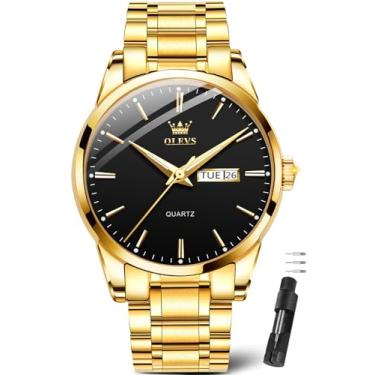 Imagem de OLEVS Relógios masculinos clássicos com data, relógio masculino de aço inoxidável com data, relógios de negócios para homens, relógios masculinos de quartzo luminoso preto/branco/azul/dourado,