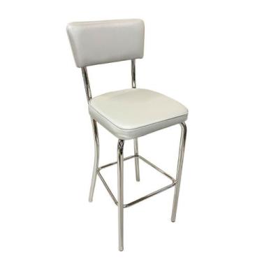 Imagem de Banqueta Olivia Alta Bar Cozinha Cromada Assento Grosso Confortável Pr