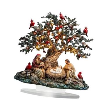 Imagem de Generic Placa de presépio de Natal plana 2D, exibição de mesa, arte leve com suporte, peça central de mesa para festival interno, Style a