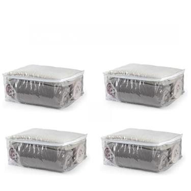 Imagem de Kit Com 4 Organizadores Multiuso/Saco Embalagem P-M-G Com Zíper PVC Transparente(Kit com 4 - M - 45X20X45)