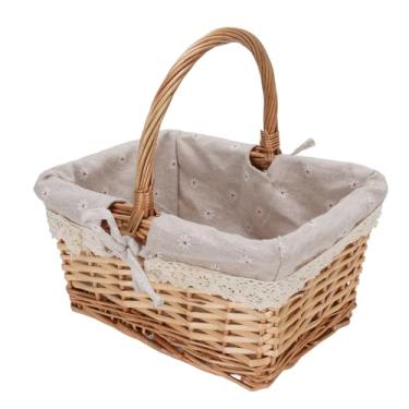 Imagem de Diydeg Cesta de Vime, Cesta de Piquenique Tecida Com Forro Removível, Cesta Oval de Salgueiro para Presentes Cesta de Armazenamento Grande para Camping, Ao Ar Livre, Halloween, (Margarida)