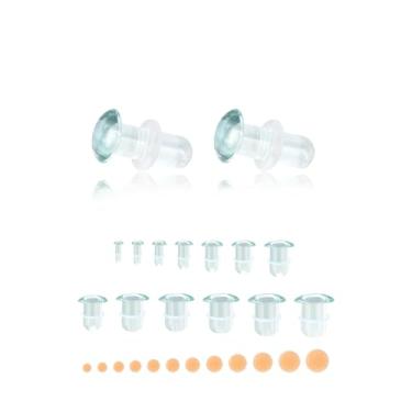 Imagem de 6ixGosh Kit de alongamento de orelha de vidro, 4 peças, pêssego/pele tom de pele de silicone, alargador simples/duplo, calibres de vidro liso para uso diário, expansor de brinco, esticador, 4g(5mm