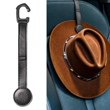 Imagem de Bofiyma Pacote com 2 cabides de chapéu de cowboy para carro, suporte magnético de chapéu para caminhão, jipe, SUV, organizador de gancho de encosto de cabeça para bonés, chaves, óculos de sol, bolsas