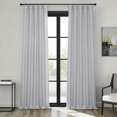 Imagem de HPD Half Price Drapes Cortinas texturizadas de linho sintético para quarto de 300 cm de comprimento (1 painel), 120 L x 120C Cortinas para sala de estar, decoração de casa, cinza urze
