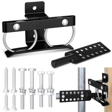 Imagem de Otoolling Trava de portão de cerca elétrica bidirecional universal com montagem universal e barra de ataque acabamento revestido a pó de aço reforçado preto ferragens duráveis para portões de cerca de
