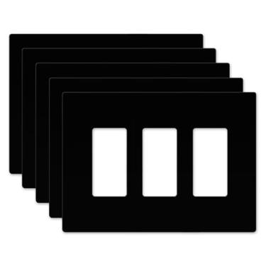 Imagem de Art Plates - Placa de interruptor sem parafusos superdimensionada - 14 cm x 19,4 cm - Decorador Jumbo 3 Gang Estilo GFCI - Policarbonato inquebrável - Placa de cobertura para interruptor de luz sem