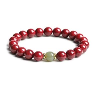 Imagem de Pulseira Cinnabar com miçanga de jade, laço único de 8 mm para mulhere