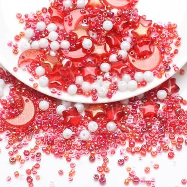 Imagem de Miçangas de vidro de cristal e lua com estrelas mistas, contas redondas soltas para fazer joias, pulseiras, colares, brincos, artesanato DIY