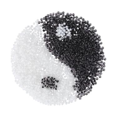 Imagem de PH PandaHall 7000 peças de contas de semente de vidro 2 cores 10/0 mini contas espaçadoras redondas 2,3 mm contas sementes forradas coloridas brancas transparentes contas de pônei preto para pulseira