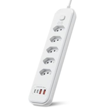 Imagem de Torre de Tomada, 2m Régua Filtro de Linha Filtro de Linha com Protetor Contra Curtos (Dps) 110/220v Extensão de Tomada, 9.5 * 6 * 2.3cm(5 TOMADAS 2 USB 2 TIPO-C)