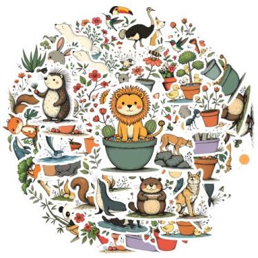 Imagem de 35 peças animais natureza bonito DIY adesivos de papelaria fauna para guitarra, laptop, capacete, skate, telefone faça você mesmo, guitarra, laptop, notebook, mala de viagem
