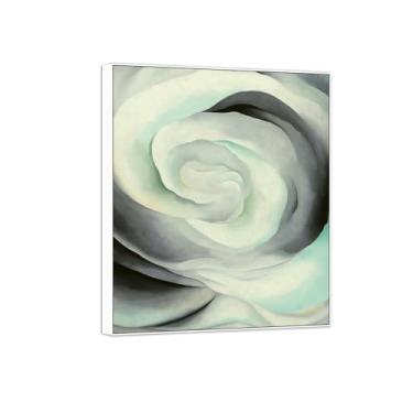 Imagem de Georgia O'Keeffe famosa arte de parede impressões em tela prontas para pendurar - abstração branca rosa-branca moldura pintura para decoração de sala de estar 30 x 35 cm 12 x 13 pol
