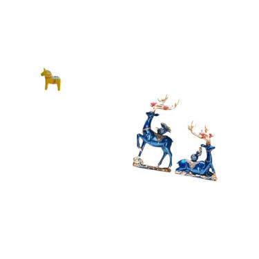 Imagem de Fenteer Escultura de Resina de Cavalo E Rena Sueca Dalecarliana, Estatueta Colecionável, Decoração Artística para Estante, Armário de Entrada, Lareira, Mesa,