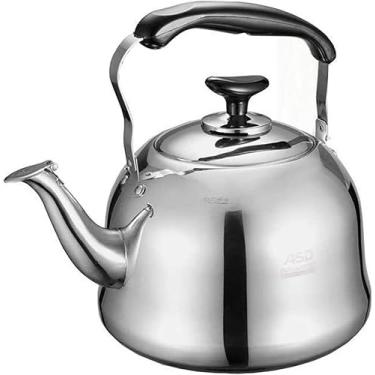 Imagem de YYBOES Chaleira de aço inoxidável, chaleira de acampamento com alça de isolamento, chaleira de chá e café, para manter a gás, todos os fogões, fogão, chaleira, apito