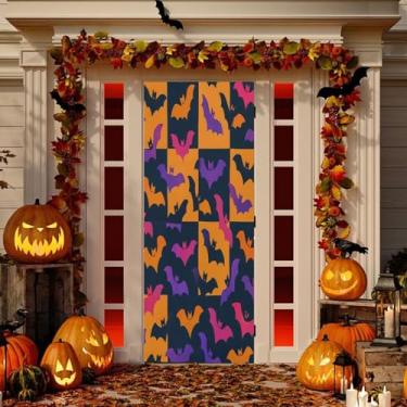 Imagem de Wassud Decoração de porta de morcego quadriculado faixa interna externa varanda decoração de casa grande decoração de porta da frente 96 x 98 polegadas