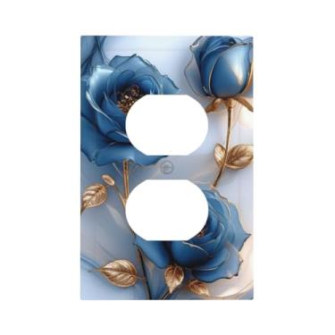 Imagem de Capas de interruptor de luz de arte decorativa, rosa azul, placa de parede de tomada dupla única de 1 gangue placa elétrica