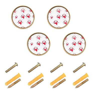 Imagem de Burbuja Puxadores de armário de cozinha de bonecos de neve, pacote com 4, puxadores redondos de 3,5 cm, puxadores de cômoda com parafusos para armários de cozinha, quarto, armário