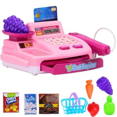 Imagem de Caixa Registradora de Brinquedo Frutas Luz Som Rosa Castela