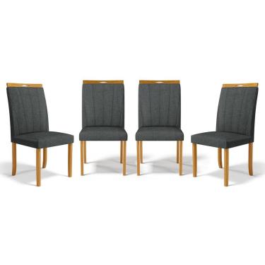 Imagem de Kit Com 4 Cadeiras Aurora Madeira Maciça Estofadas Para Mesa De Jantar