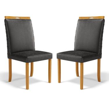 Imagem de Kit Com 2 Cadeiras Agnes Madeira Maciça Estofadas Para Mesa De Jantar