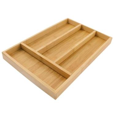 Imagem de Porta Talheres Bambu 4 Divisórias Organizador Para Gavetas 33x22x3cm Para Festa Familiar E Lar Diário