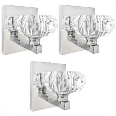 Imagem de 3 Arandela Cristal K9 Prata Espelhado Cindy Lavabo Bet41 - Acienda