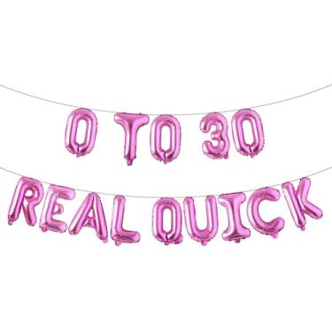 Imagem de Banner de balão rápido de 0 a 30, decorações de aniversário de 30 anos para ele, decorações engraçadas de festa de 30 anos, decorações de aniversário de 30 anos (0 A 30 VERDADEIRO RÁPIDO Rosa Vermelho
