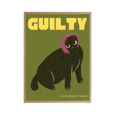 Imagem de Arte De Parede Gato Preto: Pôster Moderno Pop Divertido De Animal, Ilu