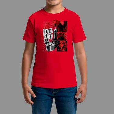 Imagem de Camisetas Infatil Básica Casual Confortável Gola Redonda Deai, Vermelh