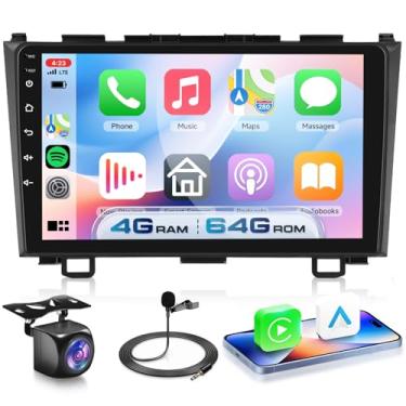 Imagem de 4G + 64G Android 15 estéreo para carro para Honda CRV 2007-2011 com Carplay sem fio Android Auto, tela sensível ao toque de 23 cm 1280 x 720 GPS/WiFi/Bluetooth 5.0/FM/32EQ/SWC/câmera de reserva