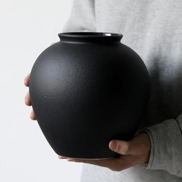 Imagem de Vaso de cerâmica branco grande, pote decorativo (preto, 0617)