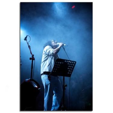 Imagem de Singer Poster Microfone Impressão em Tela Luzes de Palco Arte de Parede Para Casa 1 Painéis Decorações Noframed 30.5 cm x 20.3 cm