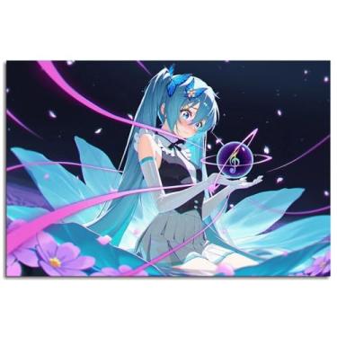 Imagem de Miku Canvas Prints Anime Girls Gloves Poster Wall Art For Home 1 peça Decorações Noframed 30.5 cmx20.3 cm