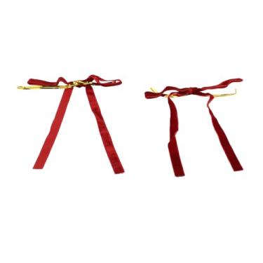 Imagem de TOPINCN 24 Laços de Veludo Dos Pces, Decorações Feitas à Mão da árvore de Natal Com Laço de Ouro para a Guirlanda da Guirlanda do Natal Decoração Casa do Casamento Ao Ar Livre Interno (Vinho Tinto)