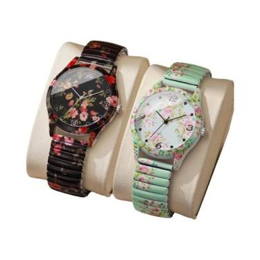 Imagem de Conjunto De Relógios De Pulso Femininos Com Estampa Floral, Relógio Ca