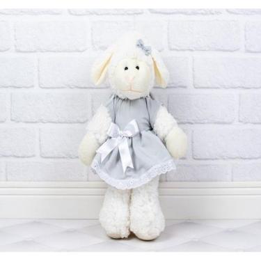 Imagem de Ovelha fufy de pelucia 22 cm - vestido com lese  - CKD CONFECCOES, Cin