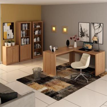 Imagem de Conjunto de Escritório com Balcão, Estante, Armário e Mesa Angular em 