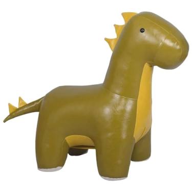 Imagem de Banqueta de pé Banco de sapato para entrada em forma de dinossauro pufes domésticos, ornamentos de piso de desenho animado, banco de lazer figura animal, rolamento de carga 100 kg (cor: verde, tamanho