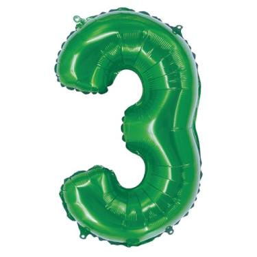 Imagem de BALAO METALIZADO C/CANUDO 16" VERDE NUMERO 3