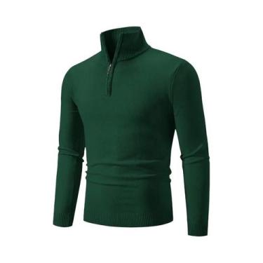 Imagem de Suéter De Inverno Masculino Em Algodão Quente Com Gola Alta E Zíper, C