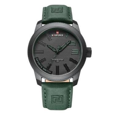 Imagem de Relógio Masculino Naviforce Preto E Verde Pulseira Em Couro-Masculino