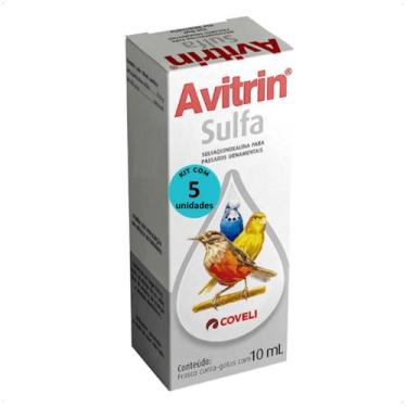 Imagem de Avitrin sulfa 10ml coveli para aves ornamentais kit com 5
