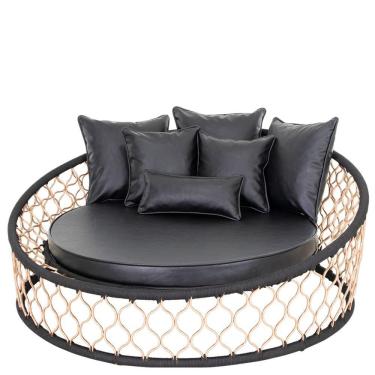 Imagem de 1 Chaise Com Almofadas Em Alumínio Bronze Corda Náutica