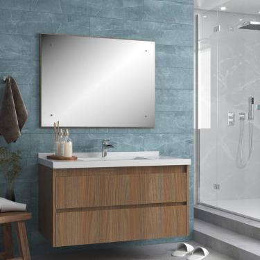 Imagem de Conjunto Gabinete para Banheiro com Espelheira 82cm Enseada Noce