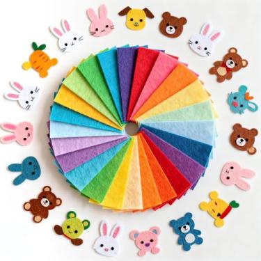 Imagem de 40 peças de tecido de feltro macio 20.3 cm x 20.3 cm pano de feltro cores sortidas para artesanato DIY patchwork não tecido 1 mm de espessura (20 cm x 30 cm)