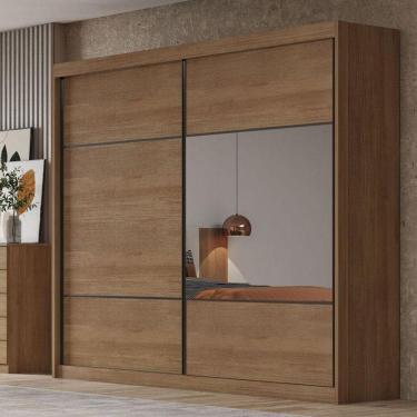 Imagem de Guarda Roupa Casal Ambiente Belmonte 2 Portas 4 Gavetas Cumaru 23 Com Espelho - Novo Horizonte