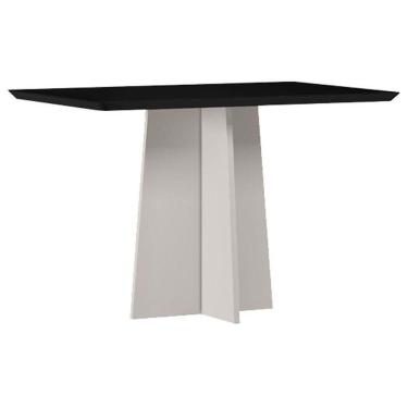 Imagem de Mesa De Jantar Anitta 120x80 Cm Com Vidro Off White Preto – New Ceval